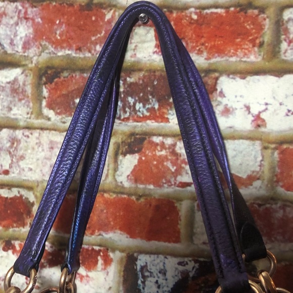 STUNNING Coach Madison Metallic Purple Mult Color Pebbled Leather Shoulder Bag - Picture 8 of 14